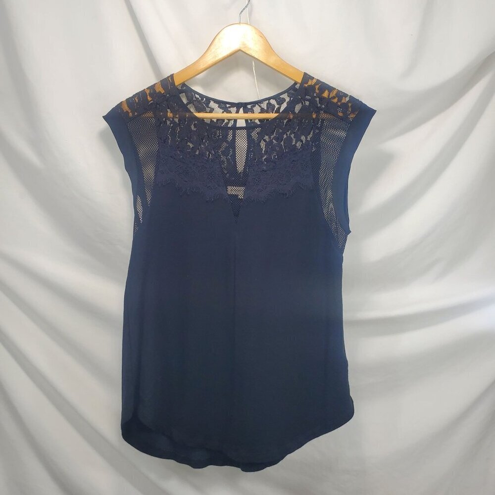Rebecca Taylor Black Lace & Mesh Lightweight Sleeveless Top Blouse Small (A-10)